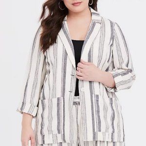 Torrid Striped Linen Blazer 1X